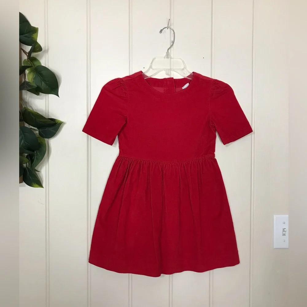Christmas Gap Kids SS Red Velvet Dress 6 / 7 Small  98% Cotton 2% Spandex  Sm…